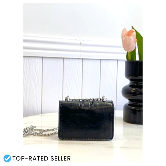 Mini Crossbody Bag Flap Shoulder Bag Squared Design Bow Knot Chain Chic - Picture 3 of 6